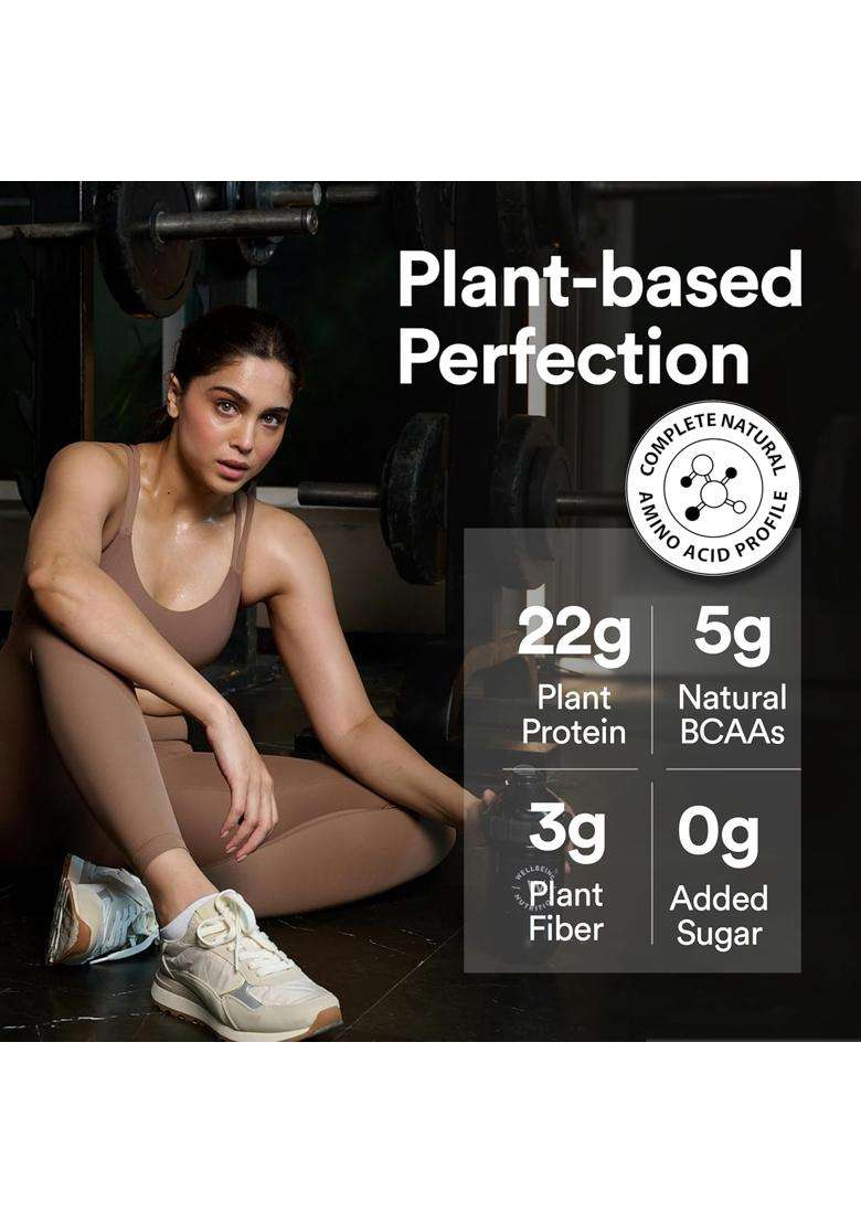 Wellbeing Nutrition Organic Vegan Plant Protein Isolate 22g | 22g Protein, 5g Bcaa, 3B CFU Probiotics, Digestive Enzyme, 3g Fiber, Alkalizing Green - Indya