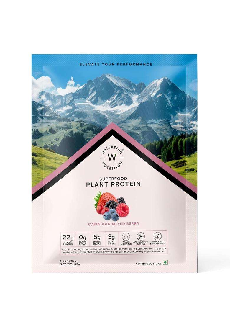 Wellbeing Nutrition Organic Vegan Plant Protein Isolate 22g | 22g Protein, 5g Bcaa, 3B CFU Probiotics, Digest Enzymes, 3g Fiber, 5 Alkalizing Greens - Indya