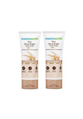Mamaearth Rice Dewy Bright Face Wash With Rice Water & Niacinamide for Glass skin 100 ml x 2 | For Hydrated & Even Tone | Glowing & Brightening