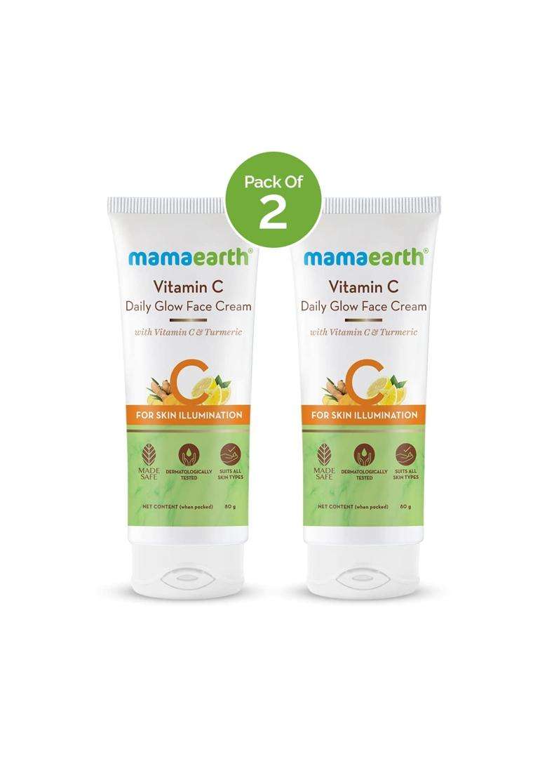 Mamaearth Vitamin C Daily Glow Face Cream With Vitamin C & Turmeric for Skin Illumination 160 g (Pack of 2) - Indya