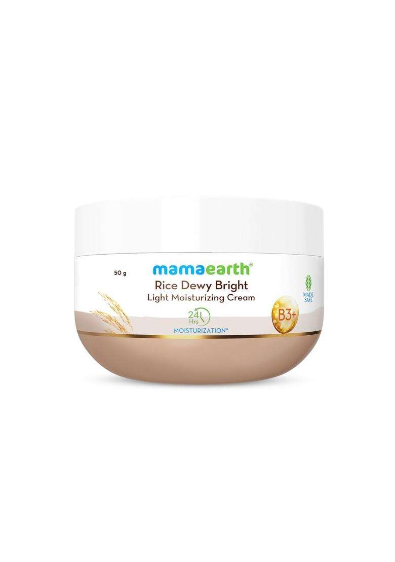 Mamaearth Rice Dewy Bright Light Moisturizing Cream with Rice Water & Niacinamide for Glass-Skin 50 g | 24 Hrs Long-Lasting Moisturization - Indya