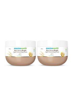 Mamaearth Rice Dewy Bright Light Moisturizing Cream with Rice Water & Niacinamide for Glass-Skin 200 g (Pack of 2) | For Face, Hands & Body