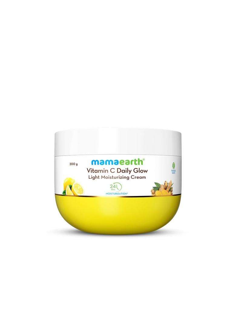 Mamaearth Vitamin C Daily Glow Light Moisturizing Cream with Vitamin C & Turmeric 200g | For Face, Hand & Body | 24H Moisturization | Soft Moisturizer - Indya