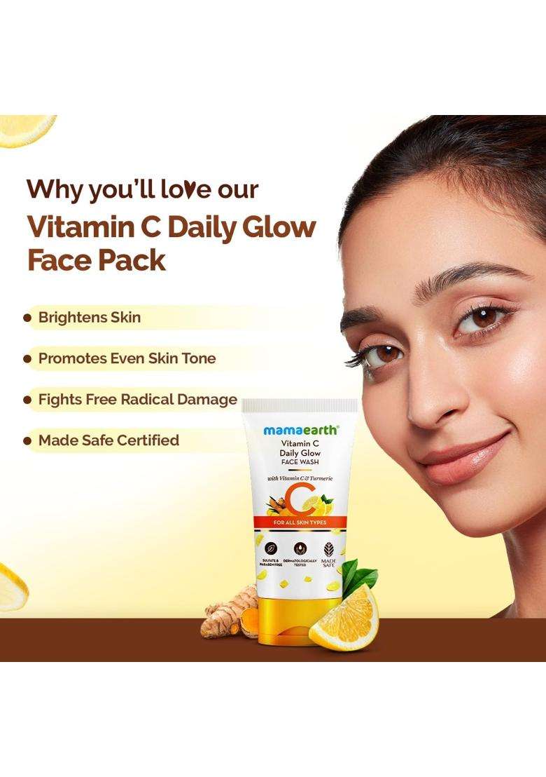 Mamaearth Vitamin C Face Wash with Vitamin C and Turmeric for Skin Illumination 150 ml | Skin Brightening | For Natural Glow | Even Skin Tone - Indya
