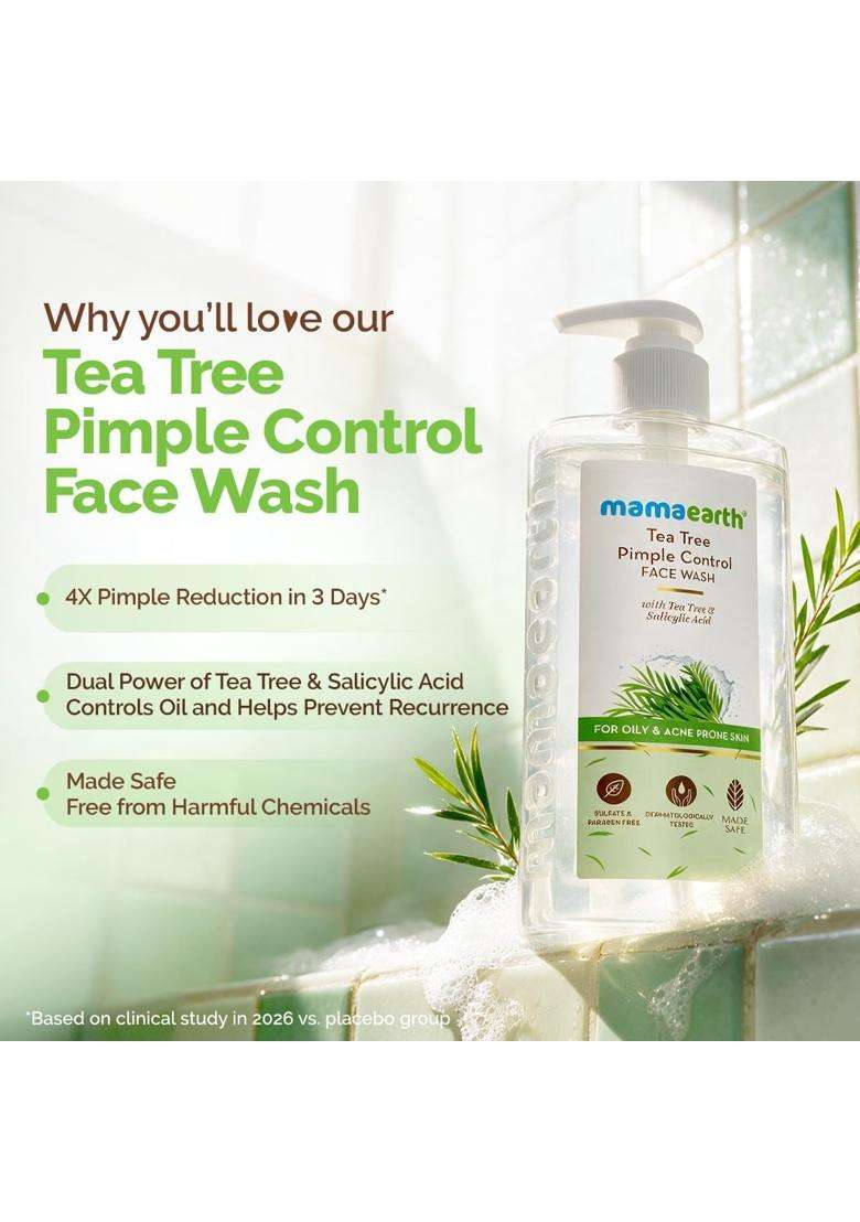 Mamaearth Tea Tree Pimple Control, Anti Acne Face Wash with Salicylic for Oily & Acne-Prone Skin 250 ml | Crafted with Tea Tree & Salicylic Acid - Indya