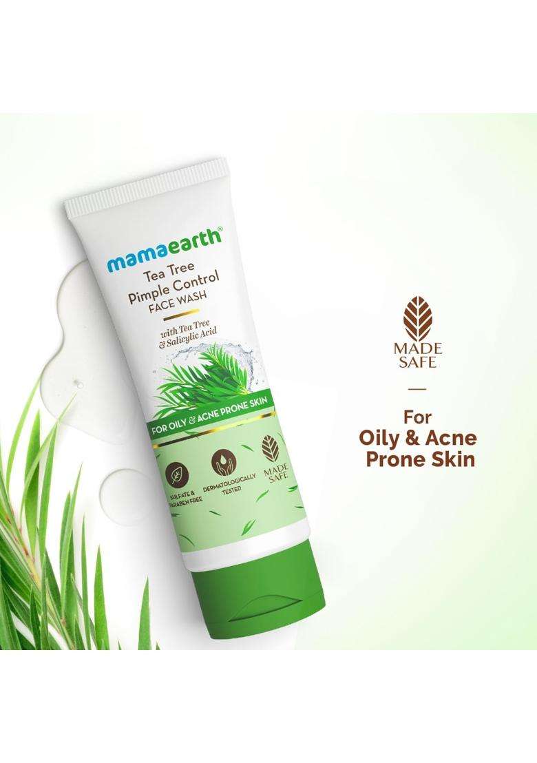 Mamaearth Tea Tree Pimple Control, Anti Acne Face Wash with Tea Tree & Salicylic for Oily & Acne-Prone Skin 100 ml | Controls Oil to Prevent Pimples - Indya