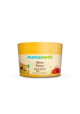 Mamaearth Ubtan Detan Face Pack with Turmeric & Saffron for Normal to Oily Skin 200 g | Natural, DIY-like Texture | Instantly Reduces Tan, Adds Glow
