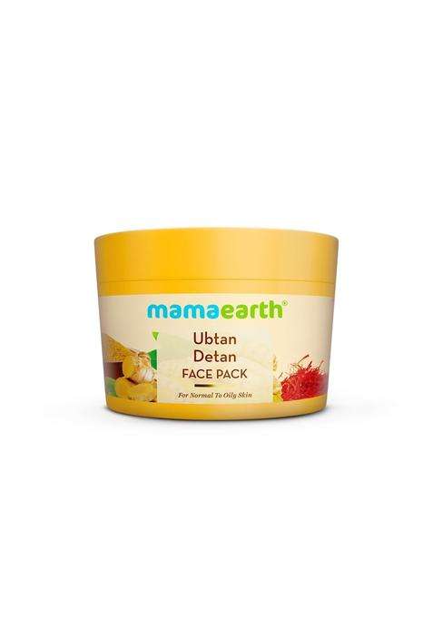 Mamaearth Ubtan Detan Face Pack with Turmeric & Saffron for Normal to Oily Skin 200 g | Natural, DIY-like Texture | Instantly Reduces Tan, Adds Glow