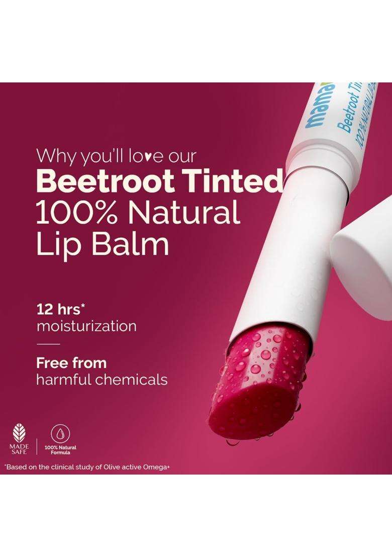 Mamaearth Beetroot Tinted 100% Natural Lip Balm with Beetroot & Beeswax for 12h Moisturized Lips 2 g - Indya
