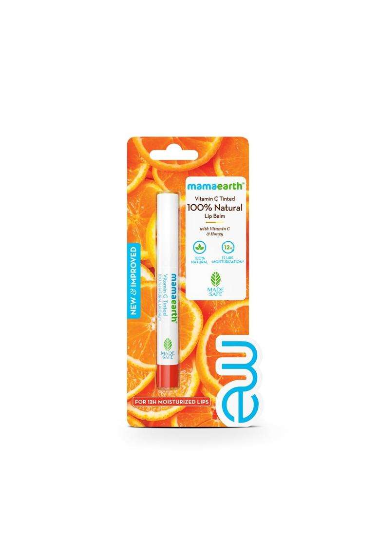 Mamaearth Vitamin C Tinted 100% Natural Lip Balm with Vitamin C & Honey for 12 hrs Moisturized Lips 2 g - Indya