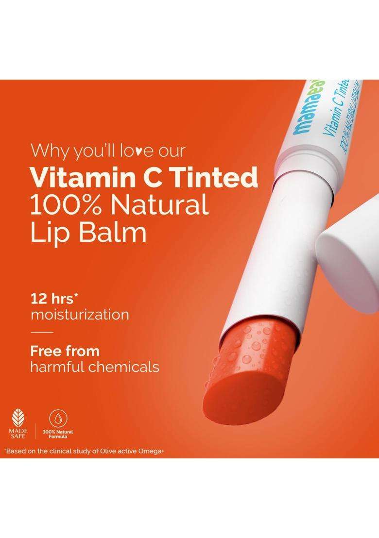 Mamaearth Vitamin C Tinted 100% Natural Lip Balm with Vitamin C & Honey for 12 hrs Moisturized Lips 2 g - Indya