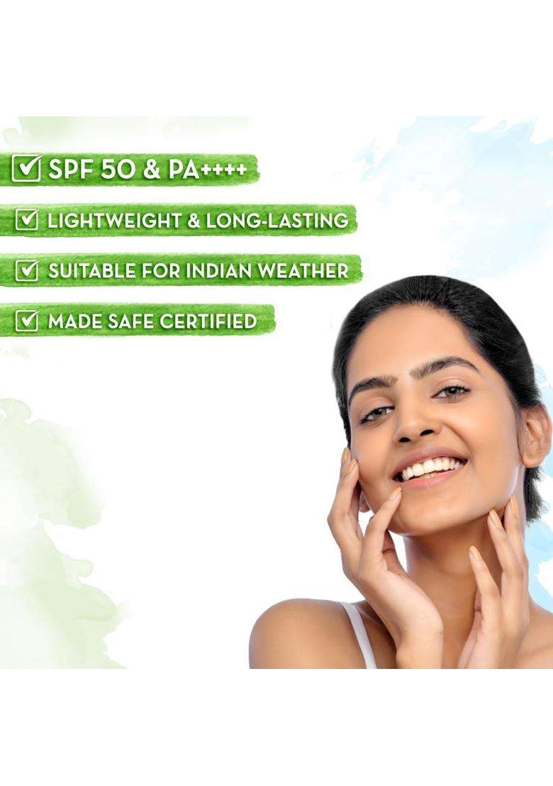 Mamaearth Ultra Light Sunscreen with Carrot Seed & Turmeric 80 g | SPF 50 PA ++++ | UVA & UVB Protection | Tan Protection | No White Cast - Indya