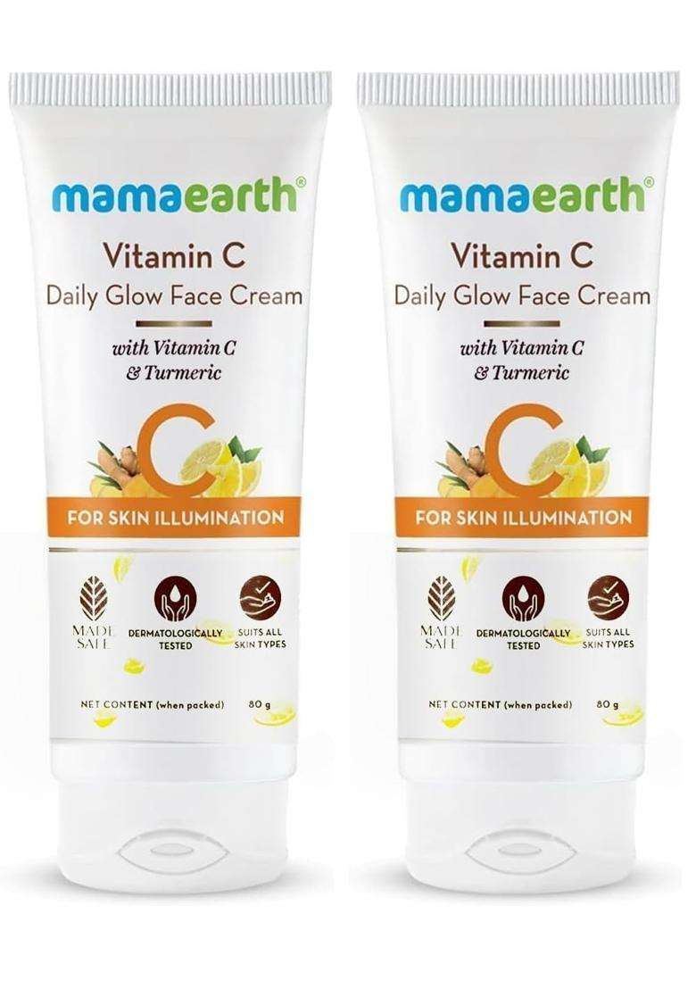 Mamaearth Vitamin C Daily Glow Face Cream With Vitamin C & Turmeric For Skin Illumination 80 g (Pack of 2) - Indya
