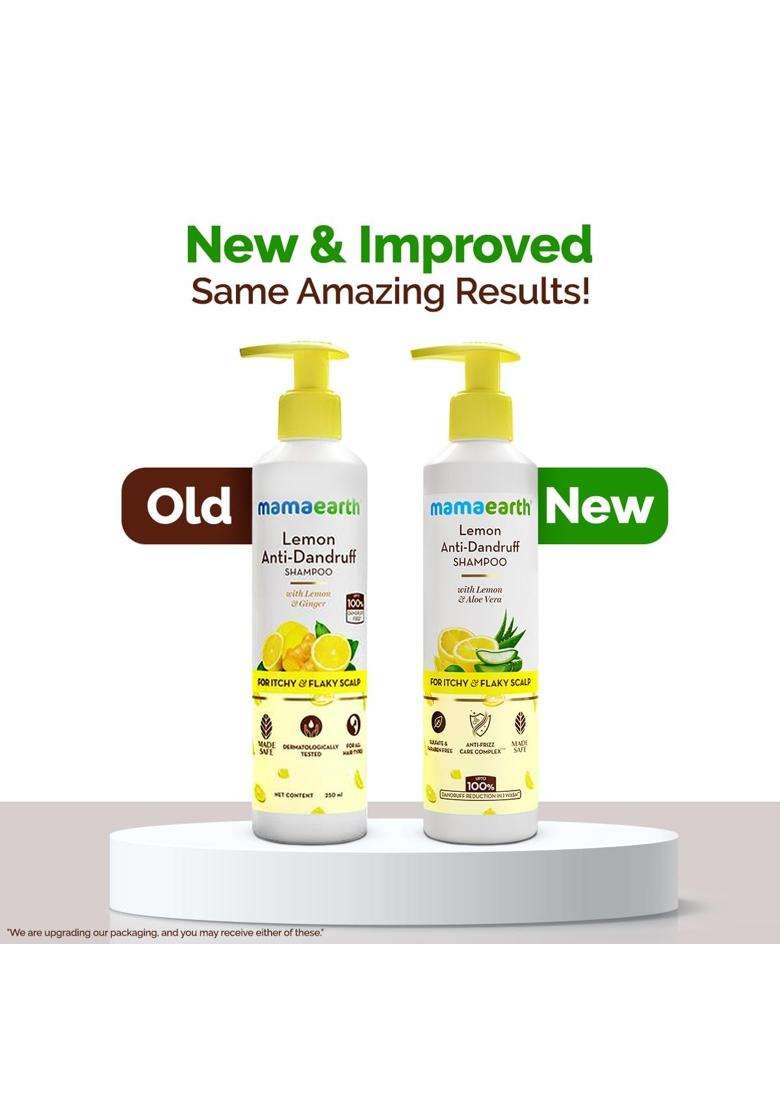 Mamaearth Lemon Anti-Dandruff Shampoo with Lemon, Zpto, Climbazole, Aloe Vera for Itchy & Flaky Scalp 250 ml | Soothes Scalp | Reduces Frizz - Indya