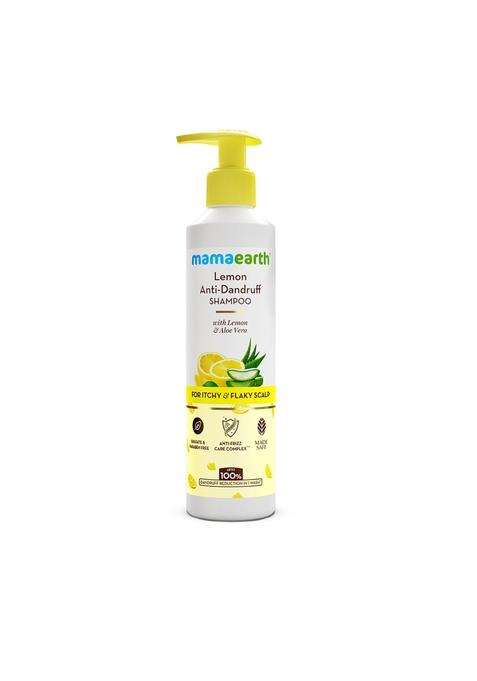 Mamaearth Lemon Anti-Dandruff Shampoo with Lemon, Zpto, Climbazole, Aloe Vera for Itchy & Flaky Scalp 250 ml | Soothes Scalp | Reduces Frizz