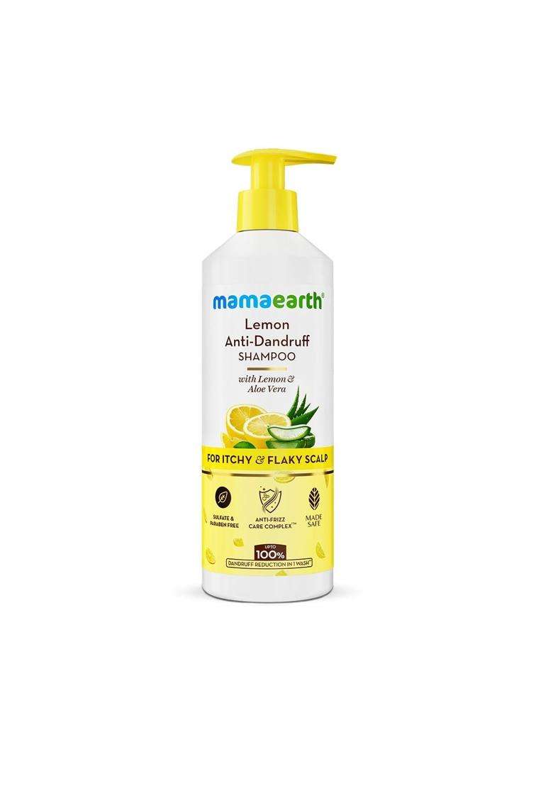 Mamaearth Lemon Anti-Dandruff Shampoo with Lemon, Zpto, Climbazole, Aloe Vera for Itchy & Flaky Scalp 400 ml | Soothes Scalp | Reduces Frizz - Indya