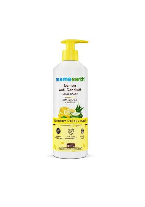 Mamaearth Lemon Anti-Dandruff Shampoo with Lemon, Zpto, Climbazole, Aloe Vera for Itchy & Flaky Scalp 400 ml | Soothes Scalp | Reduces Frizz