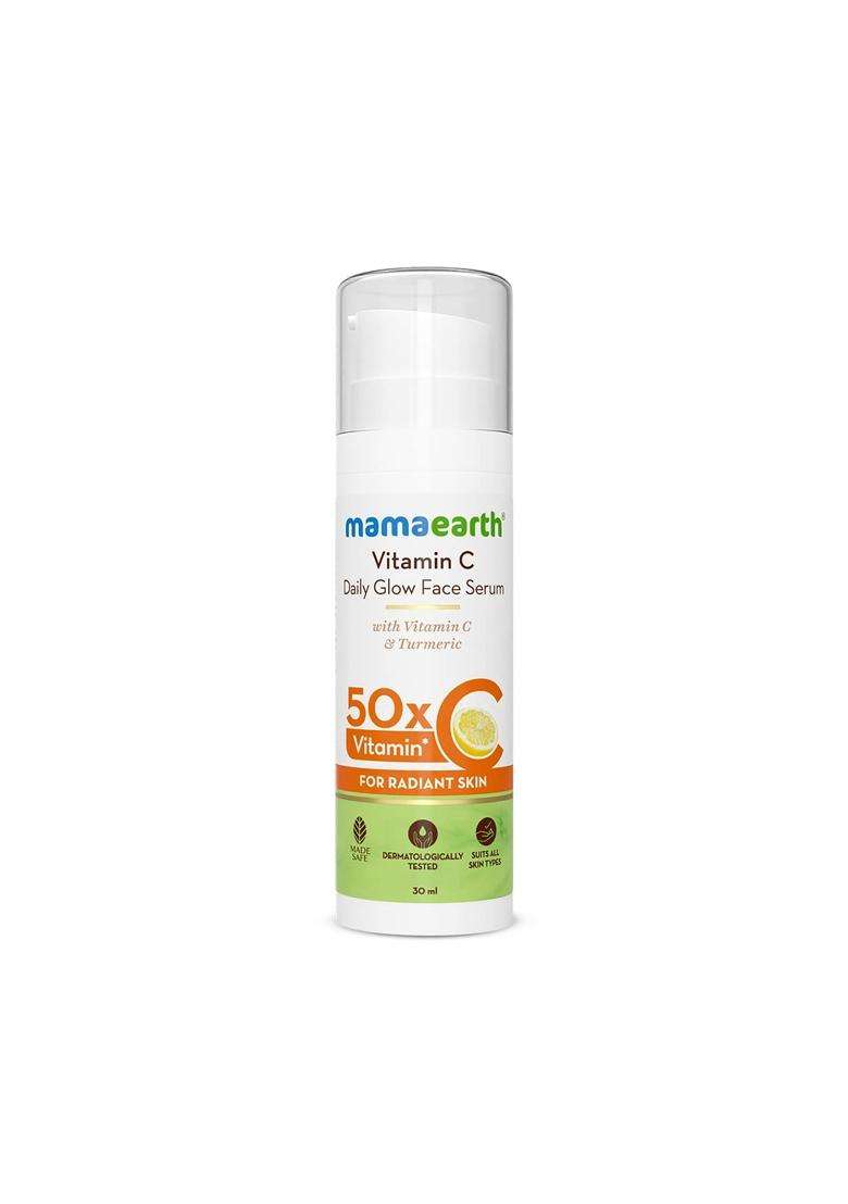 Mamaearth Vitamin C Daily Glow Face Serum for Men & Women 30 ml | Vitamin C Serum for Glowing Skin, Oily Skin & Dark Spots, With 50x Vitamin C -30 ml - Indya