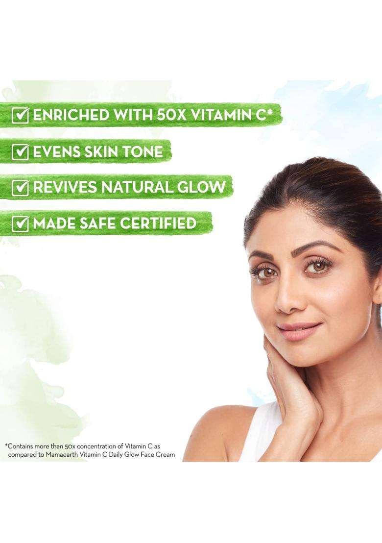 Mamaearth Vitamin C Daily Glow Face Serum for Men & Women 30 ml | Vitamin C Serum for Glowing Skin, Oily Skin & Dark Spots, With 50x Vitamin C -30 ml - Indya