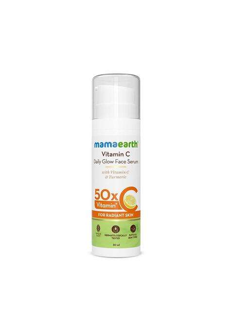 Mamaearth Vitamin C Daily Glow Face Serum for Men & Women 30 ml | Vitamin C Serum for Glowing Skin, Oily Skin & Dark Spots, With 50x Vitamin C -30 ml