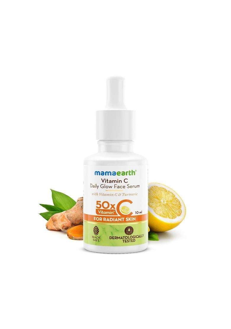 Mamaearth Vitamin C Daily Glow Face Serum for Men & Women 10 ml | Vitamin C Serum for Glowing Skin, Oily Skin & Dark Spots, With 50x Vitamin C -10 ml - Indya
