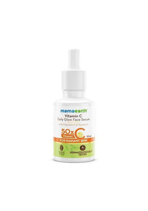 Mamaearth Vitamin C Daily Glow Face Serum for Men & Women 10 ml | Vitamin C Serum for Glowing Skin, Oily Skin & Dark Spots, With 50x Vitamin C -10 ml