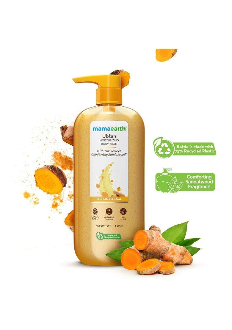 Mamaearth Ubtan Moisturizing Body Wash with Turmeric & Comforting Sandalwood Scent for Tan Removal 500 ml | Intensely Moisturizes | Mild Exfoliation - Indya