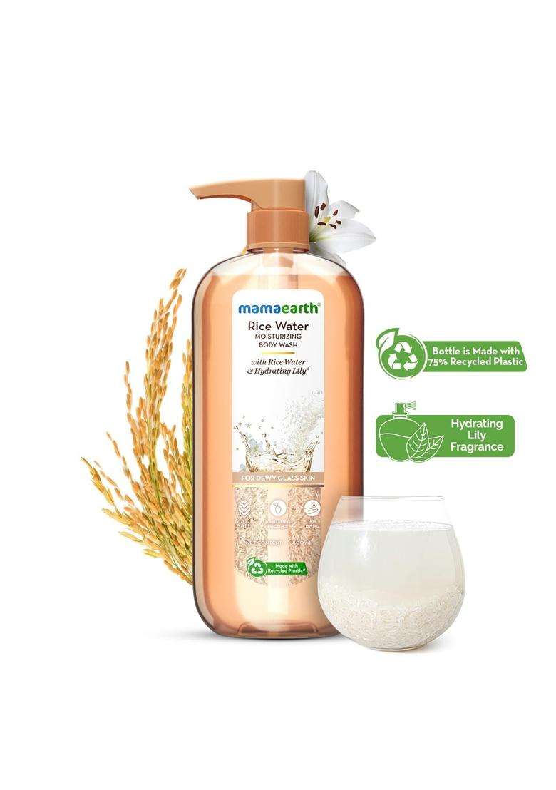 Mamaearth Rice Water Moisturizing Body Wash with Rice Water & Hydrating Lily Scent for Dewy Glass Skin 500 ml | Intensely Moisturizes | Gentle - Indya