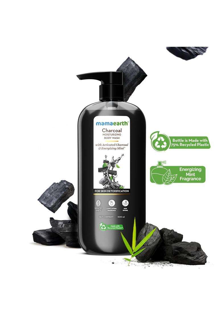 Mamaearth Charcoal Moisturizing Body Wash with Activated Charcoal & Energizing Mint Scent for Skin Detoxification-500 ml | Deeply Cleanses - Indya