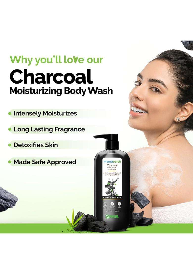 Mamaearth Charcoal Moisturizing Body Wash with Activated Charcoal & Energizing Mint Scent for Skin Detoxification-500 ml | Deeply Cleanses - Indya