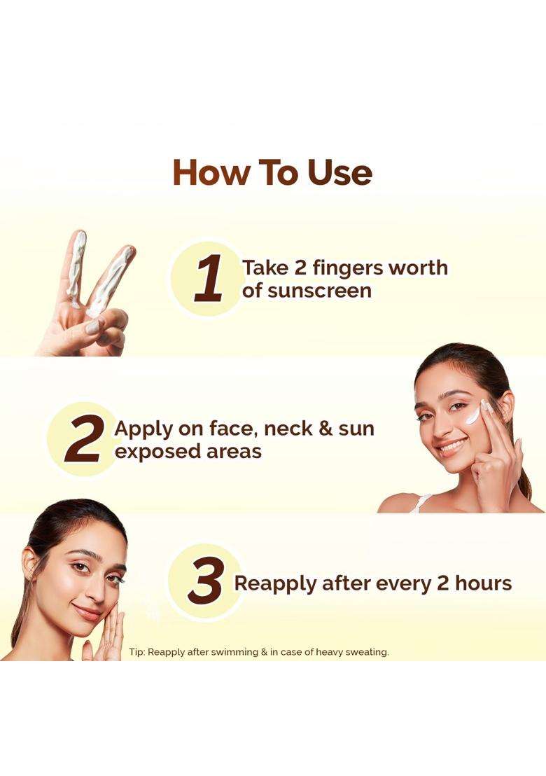 Mamaearth Vitamin C Daily Glow Sunscreen with Vitamin C & Turmeric 50 g | For Sun Protection, Tan Protection & Glow | SPF 50 & PA++++ Protection - Indya