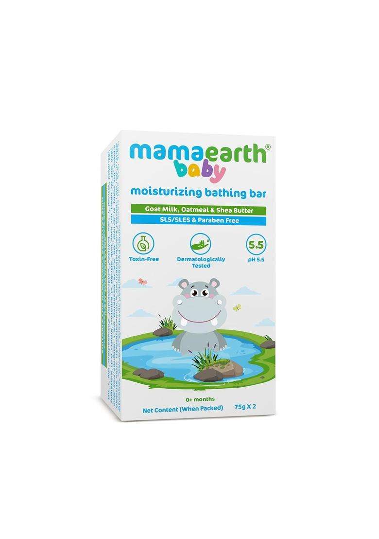 Mamaearth Moisturizing Bathing Bar For Babies 75 g x 2 | Infused with Goat Milk, Oatmeal and Shea Butter - Indya