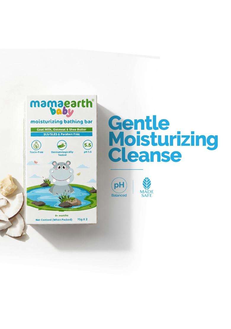 Mamaearth Moisturizing Bathing Bar For Babies 75 g x 2 | Infused with Goat Milk, Oatmeal and Shea Butter - Indya