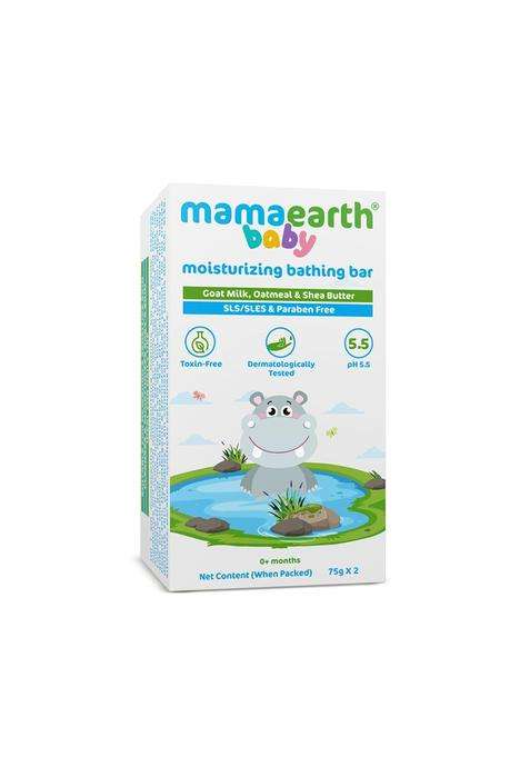 Mamaearth Moisturizing Bathing Bar For Babies 75 g x 2 | Infused with Goat Milk, Oatmeal and Shea Butter