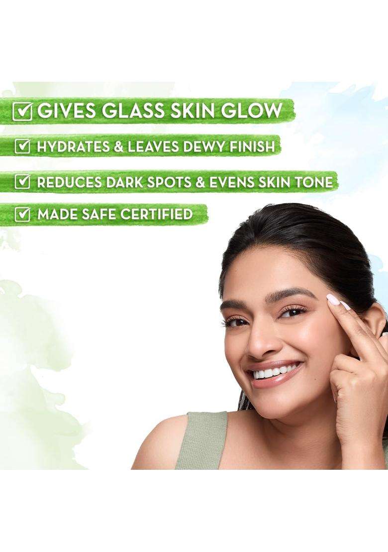 Mamaearth Rice Water Dewy Active Serum with 10% Niacinamide, Rice Water & Hyaluronic Acid 50 ml | For Glass Skin | Gives Dewy Finish | Brightens Skin - Indya