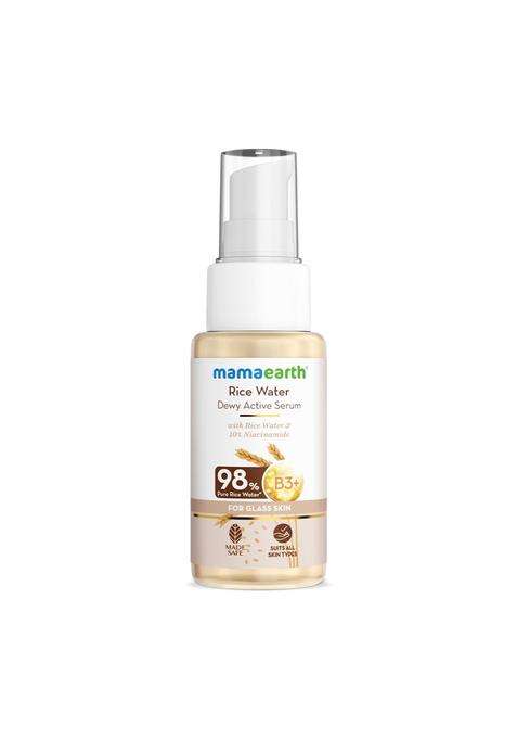 Mamaearth Rice Water Dewy Active Serum with 10% Niacinamide, Rice Water & Hyaluronic Acid 50 ml | For Glass Skin | Gives Dewy Finish | Brightens Skin