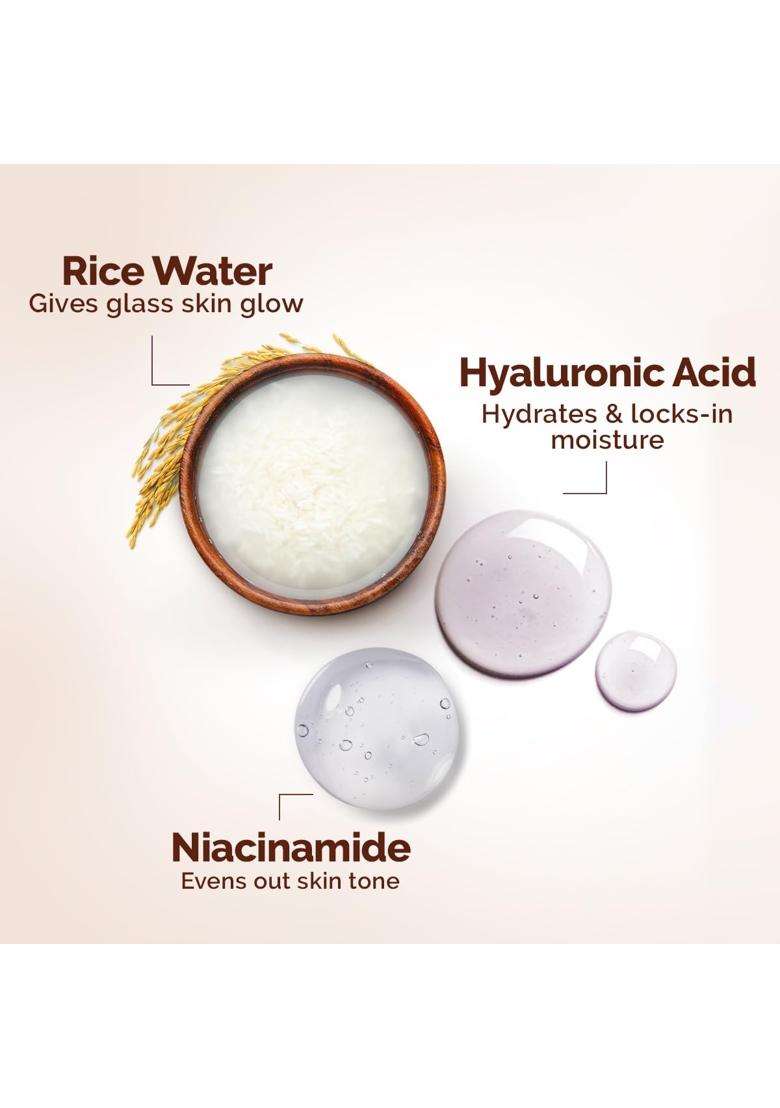 Mamaearth Rice Water Dewy Active Serum with 10% Niacinamide, Rice Water & Hyaluronic Acid 10 ml | For Glass Skin | Gives Dewy Finish | Brightens Skin - Indya