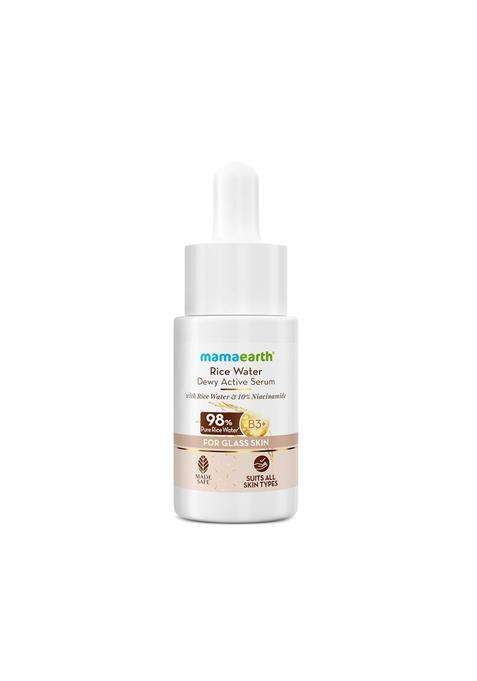 Mamaearth Rice Water Dewy Active Serum with 10% Niacinamide, Rice Water & Hyaluronic Acid 10 ml | For Glass Skin | Gives Dewy Finish | Brightens Skin