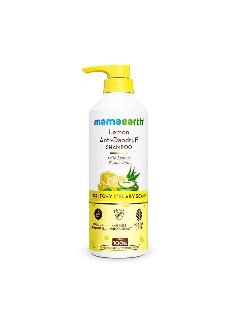 Mamaearth Lemon Anti-Dandruff Shampoo with Lemon, Zpto, Climbazole, Aloe Vera for Itchy & Flaky Scalp 600 ml | Soothes Scalp | Reduces Frizz - Indya