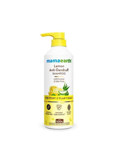 Mamaearth Lemon Anti-Dandruff Shampoo with Lemon, Zpto, Climbazole, Aloe Vera for Itchy & Flaky Scalp 600 ml | Soothes Scalp | Reduces Frizz