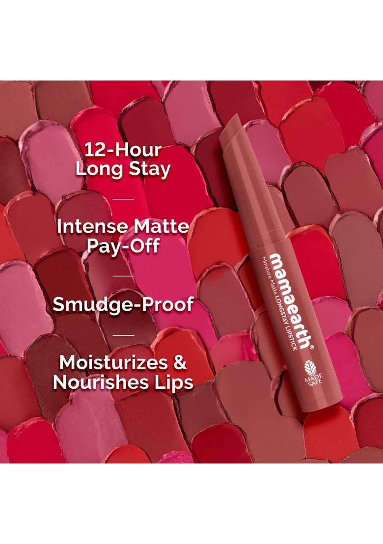 Mamaearth Moisture Matte Longstay Mini Lipstick with Avocado Oil & Vitamin E for 12 Hour Long Stay-01 Carnation Nude 0.7 g - Indya