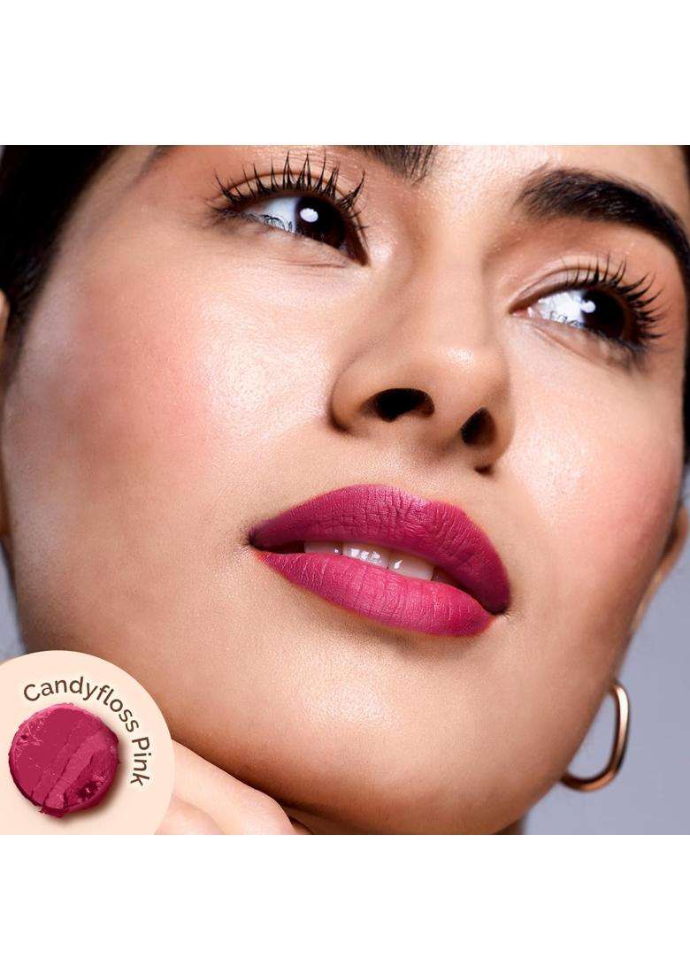 Mamaearth Moisture Matte Longstay Mini Lipstick with Avocado Oil & Vitamin E for 12 Hour Long Stay-03 Candyfloss Pink 0.7 g - Indya