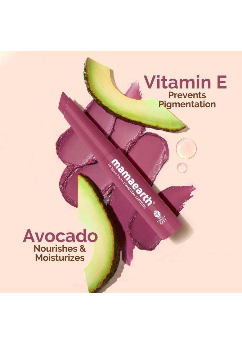 Mamaearth Moisture Matte Longstay Mini Lipstick with Avocado Oil & Vitamin E for 12 Hour Long Stay-08 Pink Tulip 0.7 g - Indya