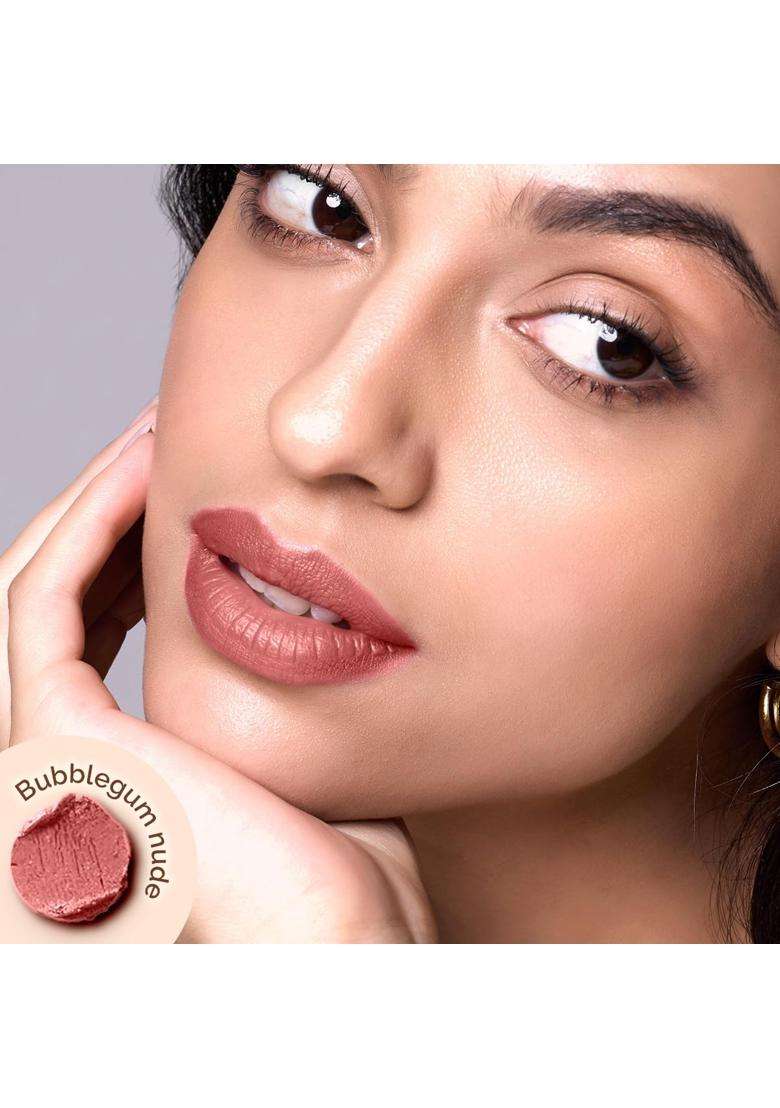 Mamaearth Moisture Matte Longstay Mini Lipstick with Avocado Oil & Vitamin E for 12 Hour Long Stay- 05 0.7 g | Bubblegum Nude - Indya