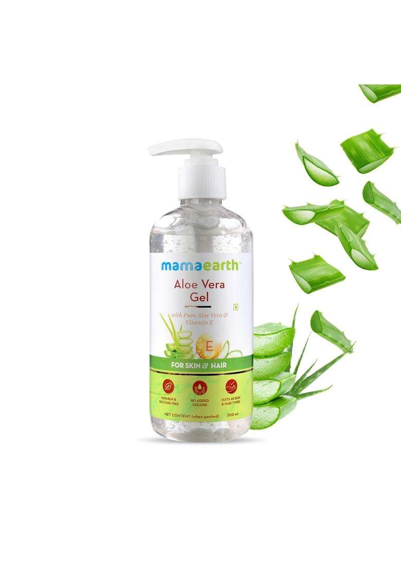 Mamaearth Aloe Vera Gel with Pure Aloe Vera & Vitamin E for Skin and Hair 300 ml (Pack of 2) | Hydrates Skin | Soothes Irritated Skin - Indya