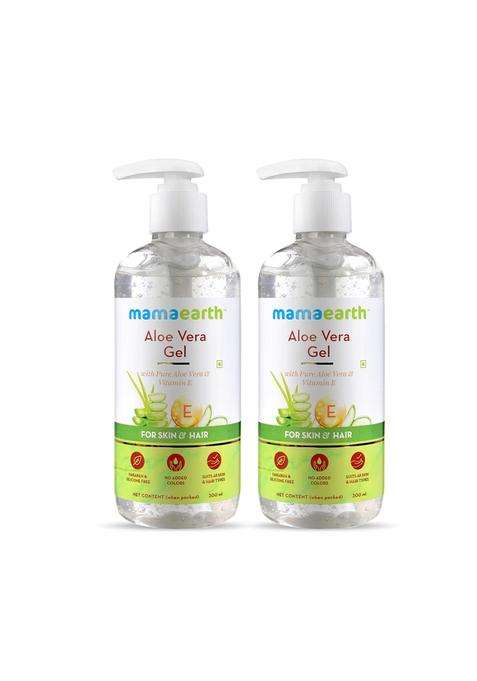 Mamaearth Aloe Vera Gel with Pure Aloe Vera & Vitamin E for Skin and Hair 300 ml (Pack of 2) | Hydrates Skin | Soothes Irritated Skin