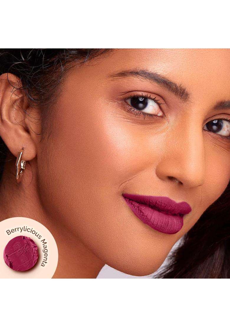 Mamaearth Moisture Matte Longstay Lipstick With Avocado Oil & Vitamin E For 12 Hour Long Stay-12 Berrylicious Magenta 2 g - Indya