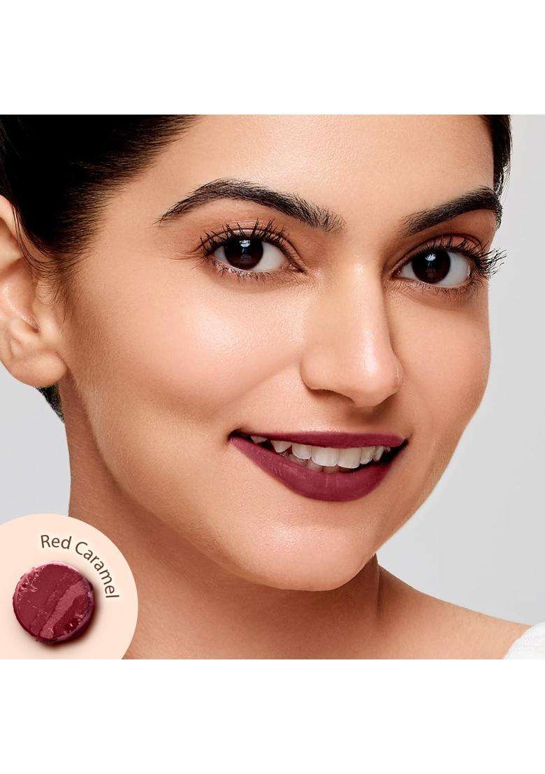 Mamaearth Moisture Matte Longstay Lipstick with Avocado Oil & Vitamin E for 12 Hour Long Stay-20 Red Caramel 2 g - Indya