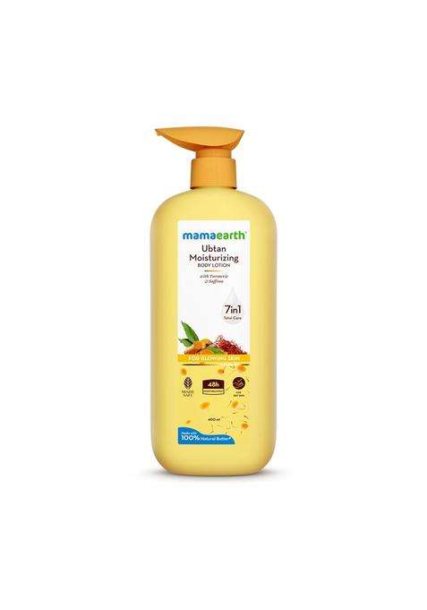 Mamaearth Ubtan Moisturizing Body Lotion with Turmeric & Saffron for Glowing Skin 400 ml | 48 Hrs Moisturization | Nourishes Dry Skin