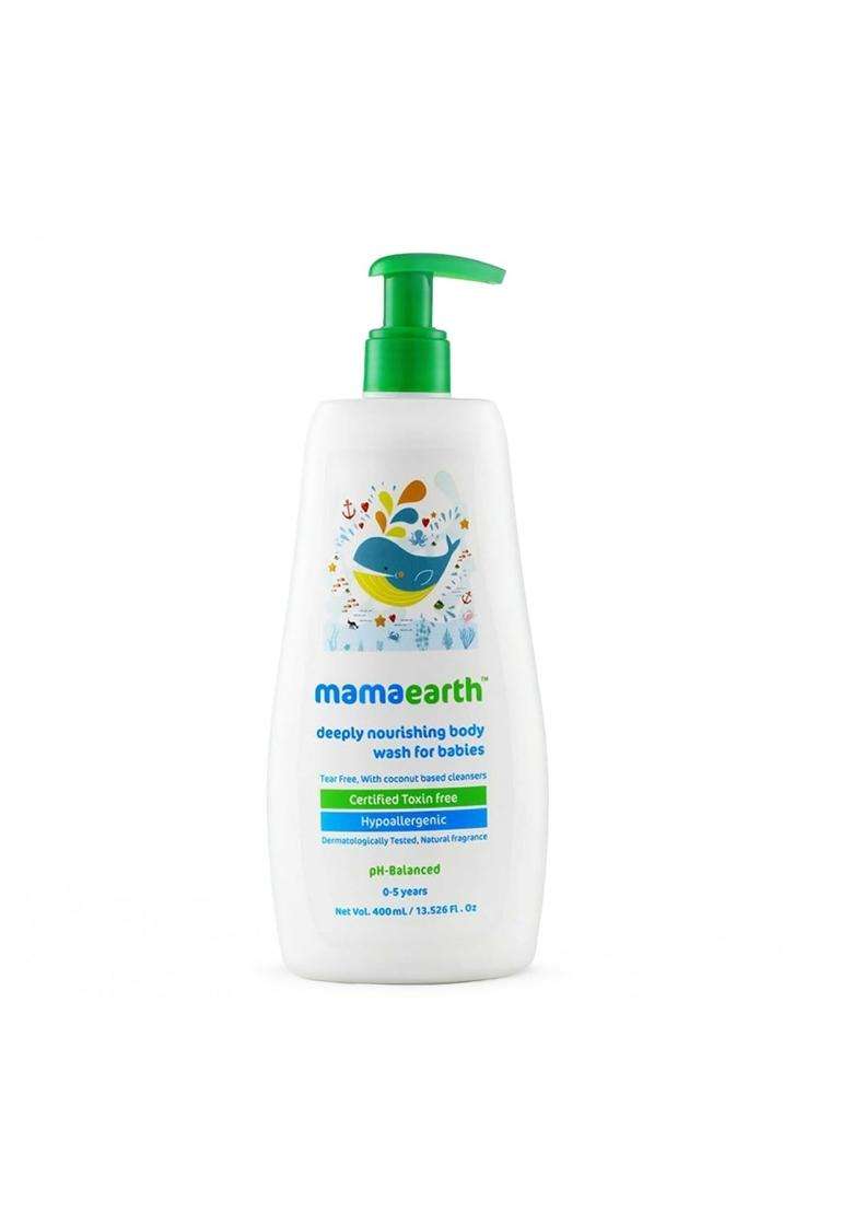 Mamaearth Deeply Nourishing Body Wash For Babies 400 ml | pH5.5 | Infused with Coconut Oil, Orange Essential Oil & Aloe Vera Extract - Indya